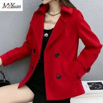 Autumn Winter Woolen Coat Women 2026 New Fashion Double-Breasted Short Wool Jacket Female Temperament Slim Outerwear Tide T1509