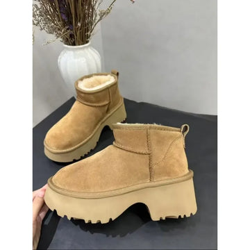 [Mermaid Style] Sheepskin and Wool Integrated Winter Women's Thick Bottom with Mermaid Short Boots for Casual Snow Boots