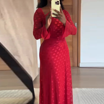 Asymmetric Women's Spring Long Dress Holiday Solid Color Butterfly Print A-line Dress Fashion Slanted Neck Slim Fit Office Dress