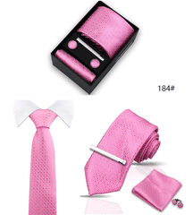 Tie For Men Tie Clips Set Silk Necktie Man Wedding Blouses Dress Cufflinks Gift Box Pocket Square Clip Business Skinny Gravetas