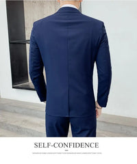 （M-6XL）Blazer Vest Pants High-end Brand Solid Color Formal Business Office Suit Three-piece Set Groom Wedding Show Dress Party