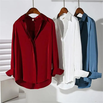 Casual Shirt Women Spring And Summer 2025 New Korean Elegant Solid Color Long Sleeve Temperament Tops Female Loose Blouse T1178