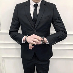 （M-6XL）Blazer Vest Pants High-end Brand Solid Color Formal Business Office Suit Three-piece Set Groom Wedding Show Dress Party