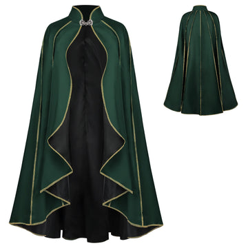 2025 Medieval Halloween Cosplay Costume Cape Renaissance Cloak Green Shawl Carnival Party Stage Performance for Man Woman New