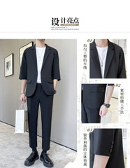 2022 Summer Business Casual Men's Suit Pants Set Loose Jacket Blazer Trousers Two Piece Set Office Professional Suit Tracksuit