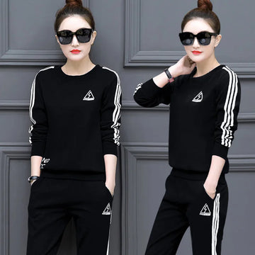 Spring and Autumn New Korean Edition Leisure Sports Set for Women Slimming Running Clothes Long Sleeved Top Two-piece Set