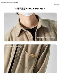 Fashionable and Comfortable Men's Loose Casual Shirt with Thick Long-Sleeve Corduroy, Versatile Top