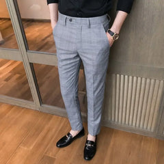 Slim Fit Social Man Suits Pants Tailoring Business Tressed Elastic Stretch Trousers for Men Dress Chinese Homme Summer 2024 Up