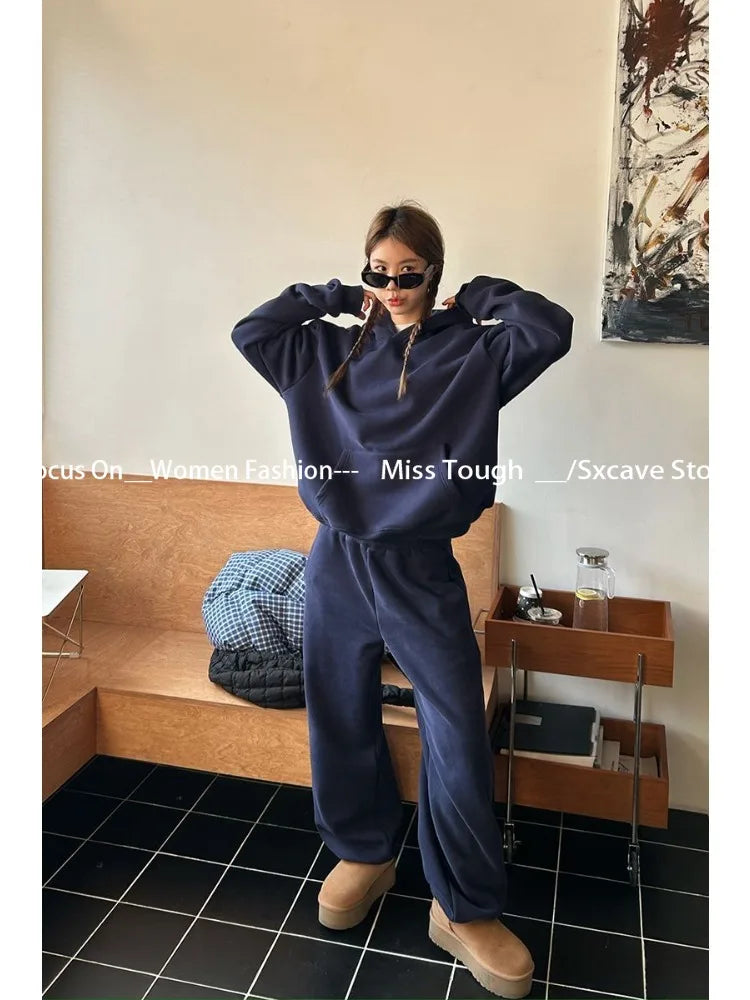 Casual 2 Piece Sets Women Outfit Vintage Pant Sets Y2k Korean Sportwear Tracksuit Autumn Basic Streetwear Harajuku Jogging