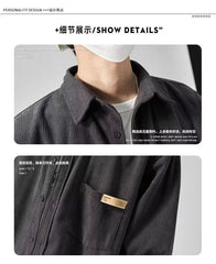 Fashionable and Comfortable Men's Loose Casual Shirt with Thick Long-Sleeve Corduroy, Versatile Top