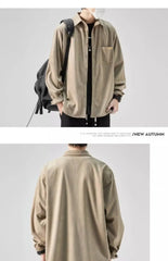 Fashionable and Comfortable Men's Loose Casual Shirt with Thick Long-Sleeve Corduroy, Versatile Top