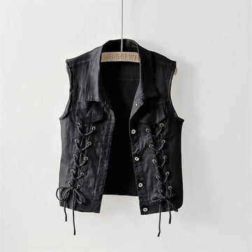 2025 Spring New Denim Vest Women Fashion Slim Vintage Jeans Sleeveless Jacket Short Casual Female Waistcoat outerwear Tops T377