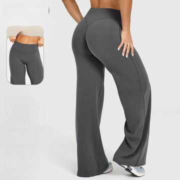 High Waist Wide Leg Yoga Pants Women's No Visible Lines Outdoor Sports Long Trousers Moisture Wicking Quick Dry Breathable Ul...