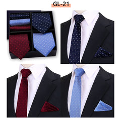 Luxury Men's Tie 3 Sets In Gift Box Paisley Striped Necktie Handkerchief For Men Gravata Wedding Formal Clothing Accessories