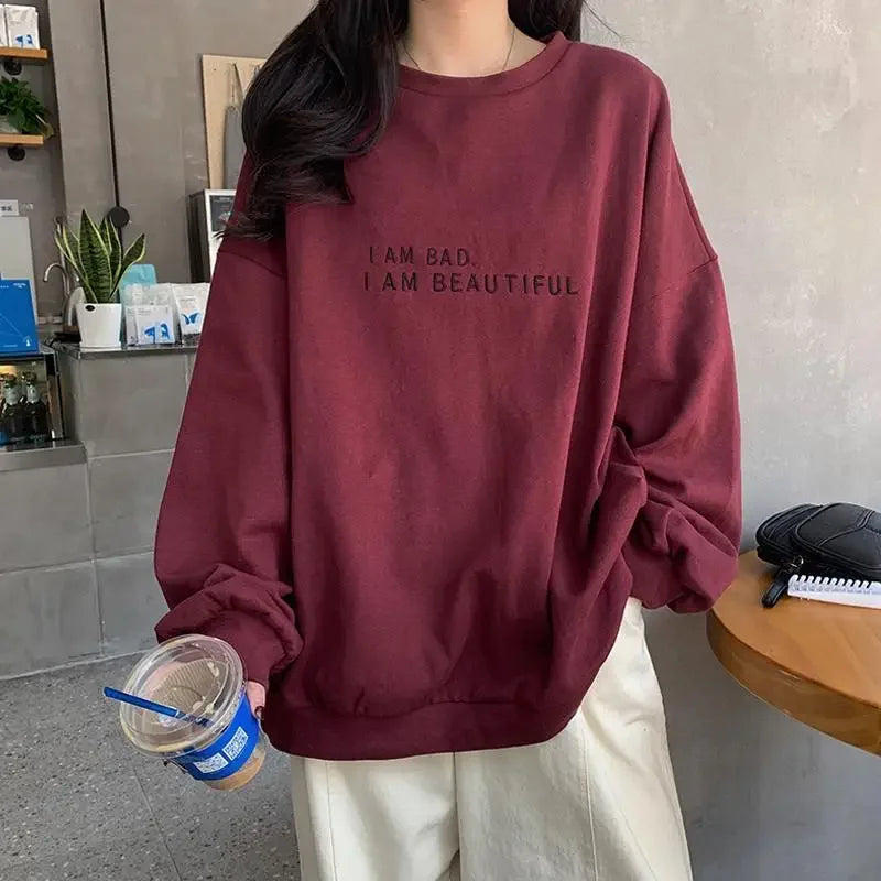 Women's sweatshirt Hoodies Woman clothing 2023 Spring Letter T-shirts Korean Fashion Thin Looses Long Sleeve Pullovers y2k Tops