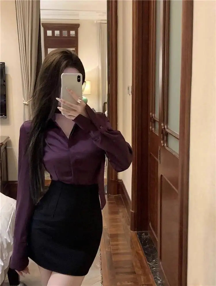 Sexy irt Top Women's High Waist Bodycon Skirt Two Piece Set Trendy OL Commuting Long Wrap the Buttocks Skirt Suit Clothing