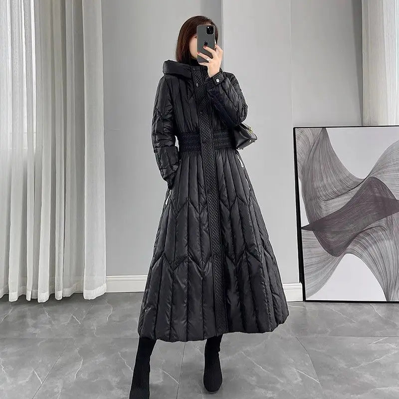 New Down Cotton Coat For Women Winter Long Loose Knee Over Parkas Large Size Quilt Thicken Fuffer Jacket Fashion Padded Coat