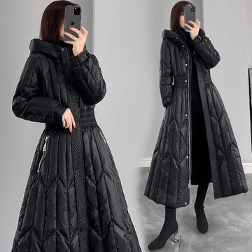 New Down Cotton Coat For Women Winter Long Loose Knee Over Parkas Large Size Quilt Thicken Fuffer Jacket Fashion Padded Coat