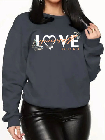 Women's autumn and winter loose casual cartoon zipper bear pattern printed velvet long sleeved round neck sweatshirt pullover