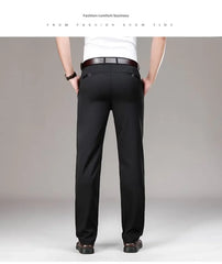 Men's Casual Trousers Business Formal Ice Silk Pants Summer Thin Straight-leg Loose-fit Pants For Middle-aged Men