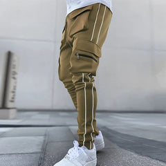 Mens Brand Gym Joggers Cargo Pants Multi-Pocket Reflect Straight Sports Fitness Casual Clothing Fashion Trousers Sweatpants