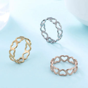 COOLTIME Hollow Heart Women Ring Stainless Steel Fashion Romantic Engagement Wedding Finger Ring Jewelry Gift New 2026