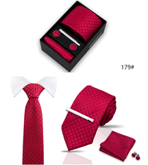 Tie For Men Tie Clips Set Silk Necktie Man Wedding Blouses Dress Cufflinks Gift Box Pocket Square Clip Business Skinny Gravetas