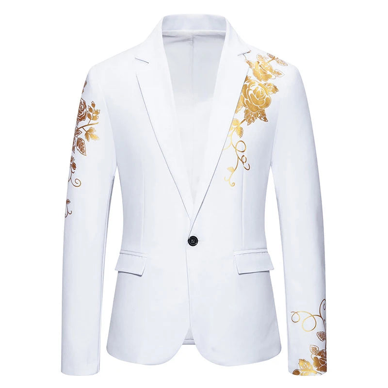 Men's One-button Suit New Fashion Printing Leisure Slim Suit Business Banquet Wedding Dress Suit Men's Blazer