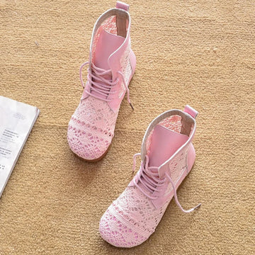 New Summer Boots Women Shoes Pink White Sweet Ladies Ankle Boots Casual Woman Summer Shoes High top A2390