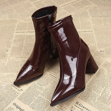 Temperament French Pointed Toe High Heels Autumn and Winter Korean Ankle Boots 2025 Autumn New High Fashion Skinny Booties