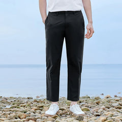 Semir Suit Trousers Men Summer Slim-Fit Thin Nine-Point Quick-Drying Pants Business Trousers Black Casual Pants