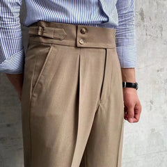 British High Waist Straight Pants Men Social Trousers Pant Italian Mens Formal Pant Pantalones Hombre 2023 Dress Ankle Pants Men