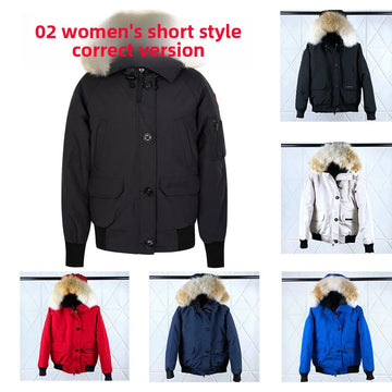 High Quality Chilliwack Canada Goose Women's Short down Jacket 02 Style with Large Wolf Fur Collar Comfortable Casual Style