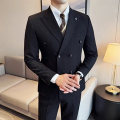 2024 Spring New Ins British Style (suit + Trousers) Trend Slim-fit Business Gentleman Men's Suit Suit Large Size Two-piece Set