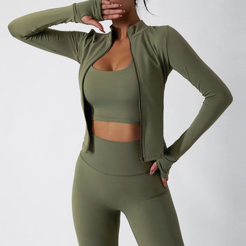 New Women Tracksuit Yoga Set Workout Sportswear Gym Clothing Fitness Long Sleeve Crop Top High Waist Leggings Sports short Suits