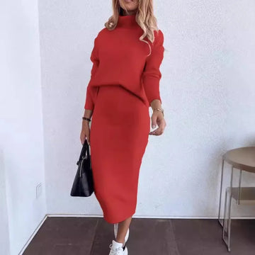 2025 Women' Two-piece Set New Autumn Fashion Casual V-neck Long Sleeved Top and Splicing Solid Comfortable Loose Suit Skirt Y2k