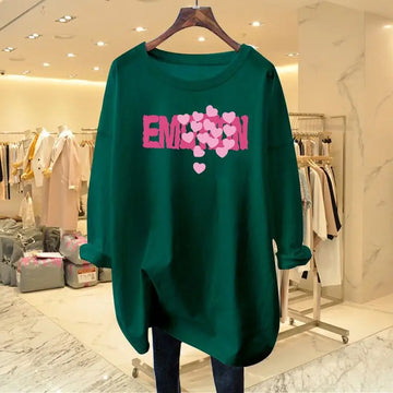 Women's Clothing European Style Pure Cotton Long Sleeve T-shirt Autumn Loose Chic Letter Printing Top Tee Casual O-neck Pullover