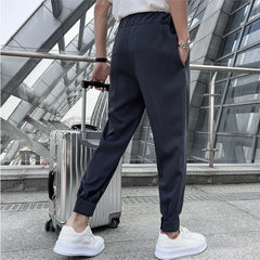 2023 Summer Elastic Waist Drape Suit Pants Men Business Office Casual Pants Male Fashion Loose Social Party Formal Trousers