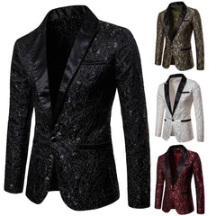 new Formal Suit for men male Party Hip Hop Gold Shiny Sequins Lapel Suit Jacket Coat Blazer Tuxedo Wedding Banquet Party