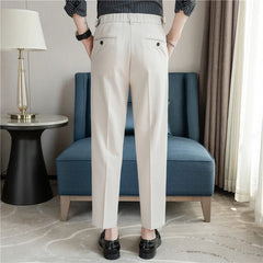 Men Dress Pants Trousers 2024 Autumn British Style Straight Slim Fit formal Suit Pants Solid Casual Fashion Men Clothin