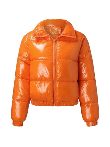 Winter Jacket Women 2025 Oversized Puffy Shiny Bubble Coat Solid Cotton Padded Coat Warm Waterproof Parka Female Outerwear