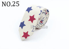 Novelty Cartoon Linen Tie For Men Cute Cat Polar Bear Waves Pattern Skinny Necktie For Men Women Casual Party Slim Cravat Gift