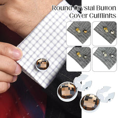 Non-French Shirt Rhinestone Cufflinks Geometric Round Snowflakes Small Brooches High-end Men Business Dress Wedding Accessories