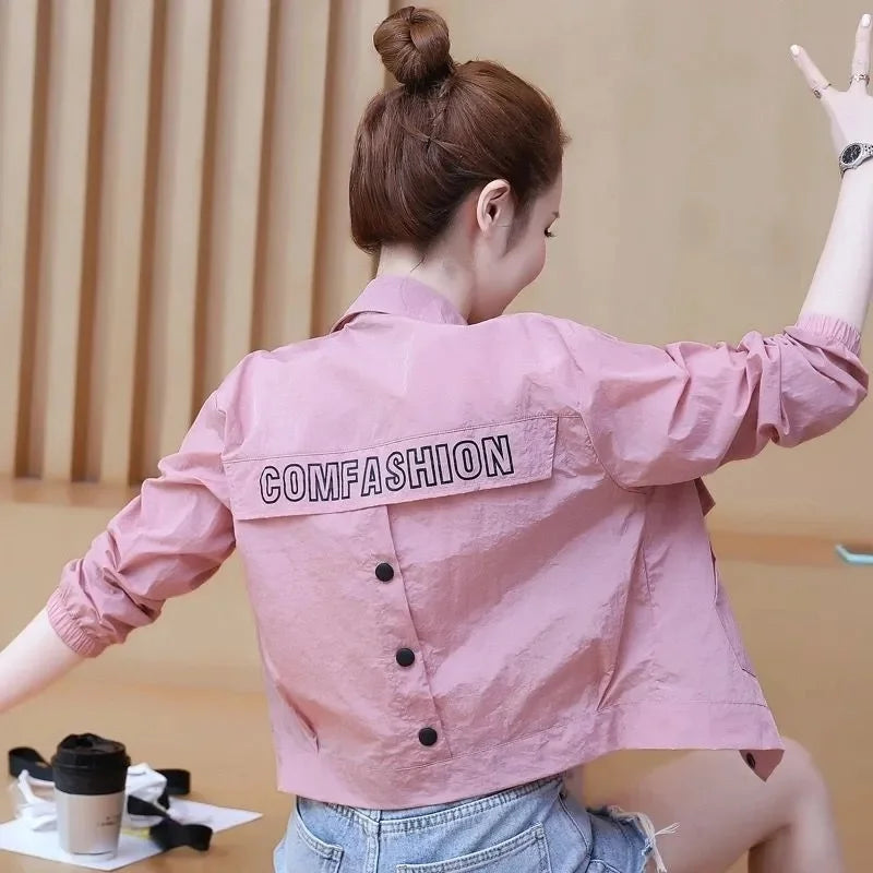 Spring Summer Fashion Thin Sun protection clothing Women Coat Female Korean Long sleeve short Baseball Jacket Loose Outwear T124