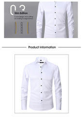 New High Quality 6XL Large Autumn/Winter Social Men's Shirt Long Sleeve Fashion No Iron Business Casual Pure White