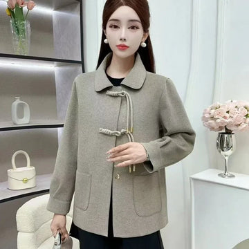 Autumn Winter New Double Sided Velvet Coat Women Korean Fashion Short Wool Jacket Female High End Loose Woolen Outerwear T1500