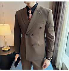 2024 Spring New Ins British Style (suit + Trousers) Trend Slim-fit Business Gentleman Men's Suit Suit Large Size Two-piece Set