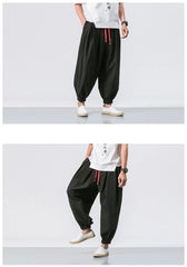 FGKKS New Oversize Men Loose Harem Pants Autumn Chinese Linen Overweight Sweatpants High Quality Casual Brand Trousers Male