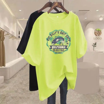 Women's Clothing Fashion All-match Oversized Tshirt Summer Casual Loose Pure Cotton Top Tee American Style Short Sleeve Pullover