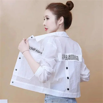 Spring Summer Fashion Thin Sun protection clothing Women Coat Female Korean Long sleeve short Baseball Jacket Loose Outwear T124